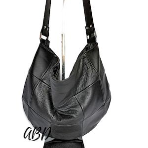 Black Leather Hobo Bag: Soft Italian Leather Crossbody Purse