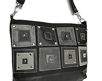 Black leather bag Leather canvas bag Black crossbody bag Black crossbody purse Black purse Leather crossbody Leather purse Black handbag