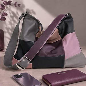Patchwork Leder Hobo Bag, Handgefertigte Boho Schultertasche