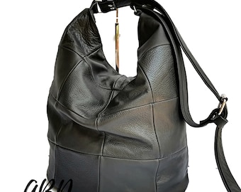 Black leather bag Black shoulder bag Leather hobo bag Shoulder handbag Leather shoulder bag Soft leather bag Black handbag Slouchy hobo bag