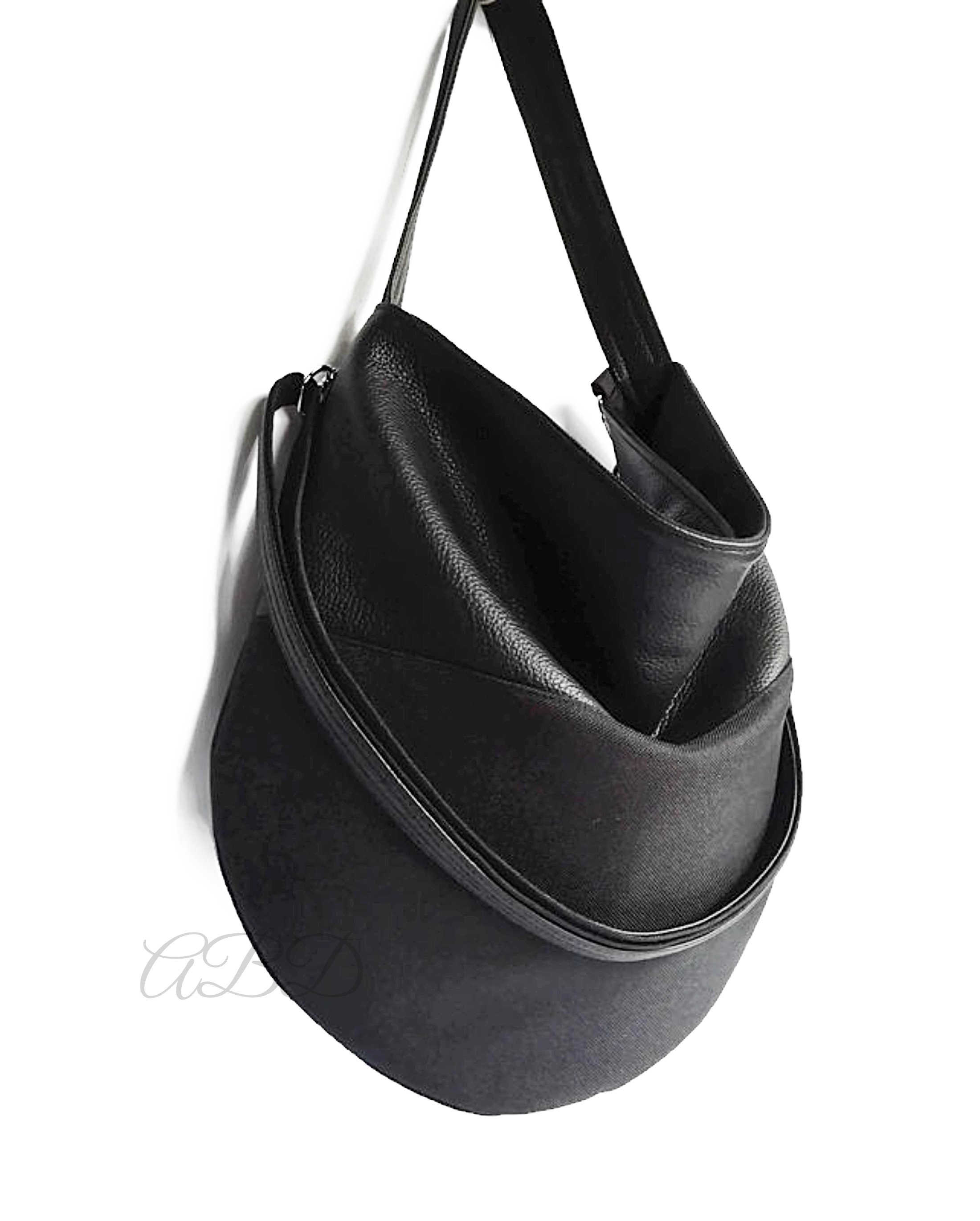 Black hobo bag Black handbag Black vegan bag Large shoulder | Etsy