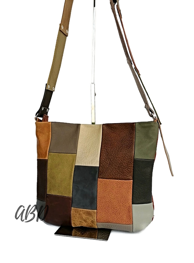 Leather Patchwork Crossbody Bag main image 1