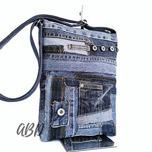 Bolso bandolera de jeans reciclados Bolso de mezclilla reciclado Bolso de jeans Bolso de mezclilla Bolso bandolera de jeans Bolso bandolera de jeans