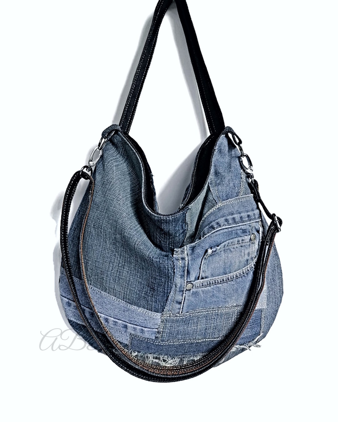 Denim Umhängetasche Für Frauen – Wasserdichte PU-Tasche Mit Großer Kapazität