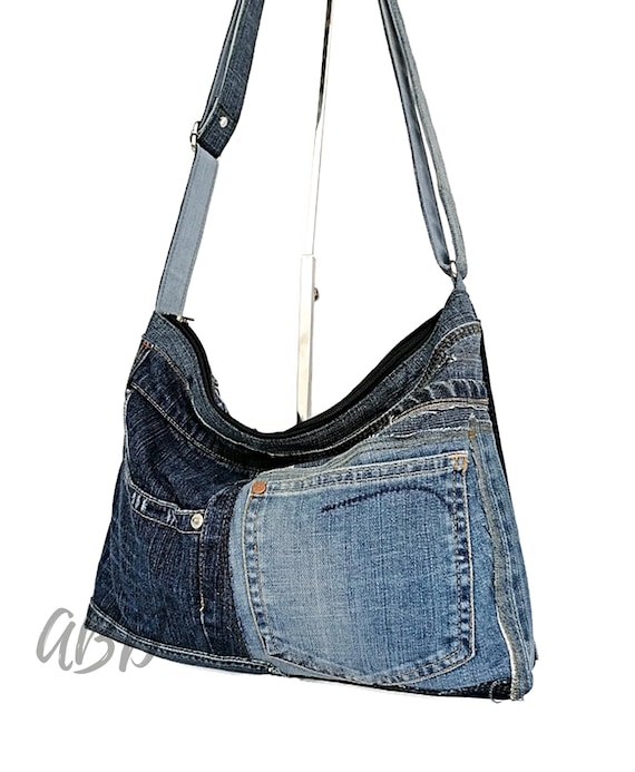 【COYSEIO】25ss REVERSIBLE CHECK DENIM BAG Recycled Jeans Bag Crossbody Recycled Denim Bag Jeans