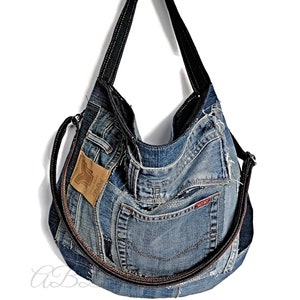 Denim Handbag Denim Purse Bag Recycled Jeans Bag Jeans Purse Large ...