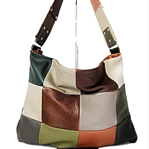 Patchwork Leather Hobo Bag: Handmade Soft Shoulder Purse