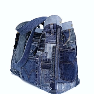 Recycled Jeans Bag Large Denim Bag Jeans Handbag Denim Handbag - Etsy
