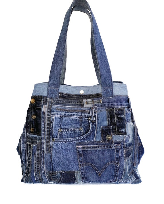 Recycled Jeans Bag Large Denim Bag Jeans Handbag Denim Handbag