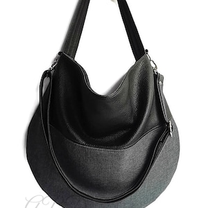 Schwarze Hobo Tasche Schwarze Handtasche Schwarze vegane Tasche Große Schultertasche Slouchy Hobo Geldbörse Slouchy Hobo Bag Hobo Purse Bag Handtasche Frauen Tasche Frau