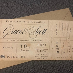 Theatre Golden Ticket Style Wedding Invitation