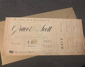 Theatre Golden Ticket Style Wedding Invitation