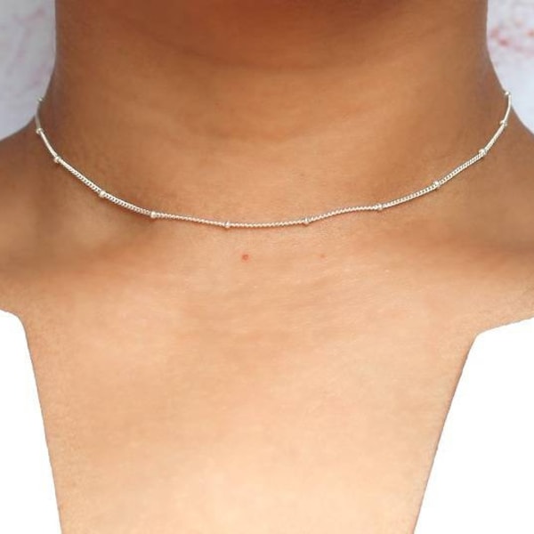 Satellite Choker - Silver Choker - Gold Filled - Gold Choker - Dainty Necklace - Layering Necklace - Gift for Her - Bridesmaid Gift