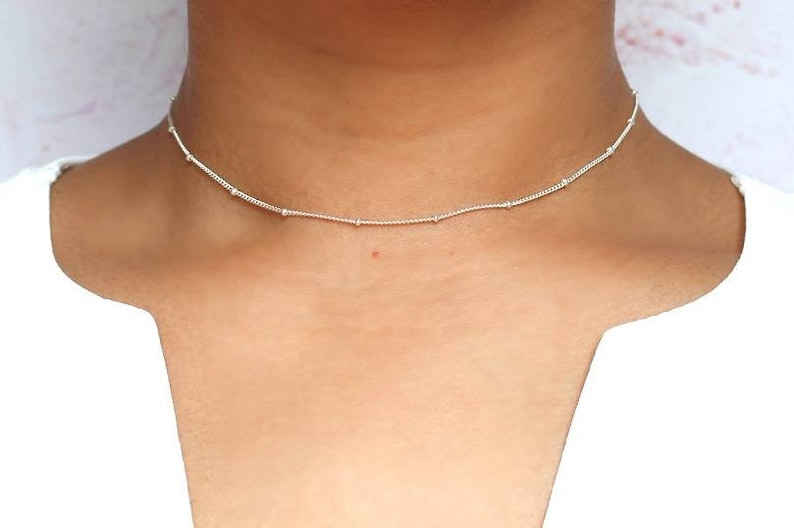 Satellite Choker Silver Choker Gold Filled Gold Choker Dainty Necklace Layering Necklace Gift for Her Bridesmaid Gift image 1