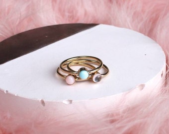 Rose Quartz Ring - Gold Filled - Gold Ring - Stacking Ring - Quartz Ring - Gemstone Ring - Minimal Ring - Gift for Her - Bridesmaid Gift