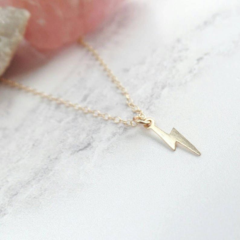 Gold Filled Necklace Lightning Bolt Necklace Thunder Bolt Etsy