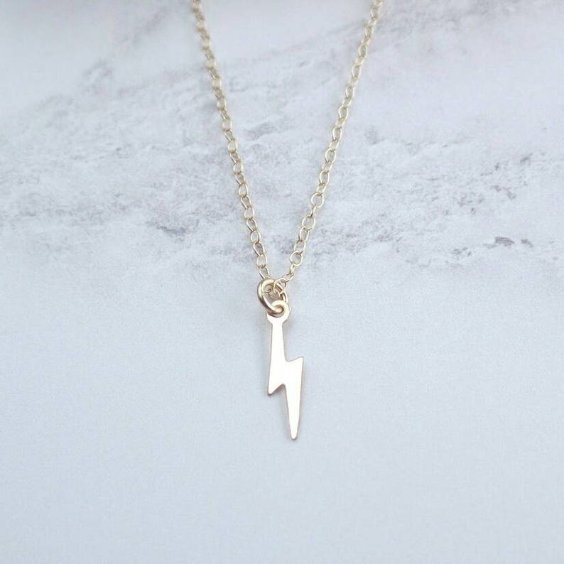Gold Filled Necklace Lightning Bolt Necklace Thunder Bolt Etsy