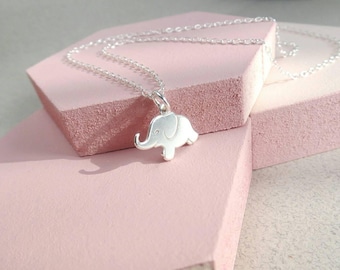 Elephant Necklace - Sterling Silver - Small Pendant - Animal Lover - Gift for Her - Girlfriend Gift - Thin Chain - Baby Elephant