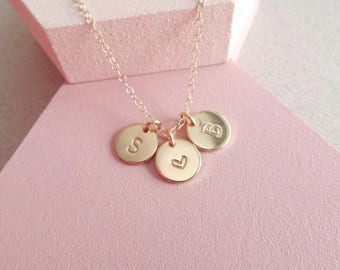 Personalised Necklace - Initials Necklace - Letter Necklace - Dainty Necklace - Custom Letter - Multiple Discs - Gift for Her - Gift for Mom