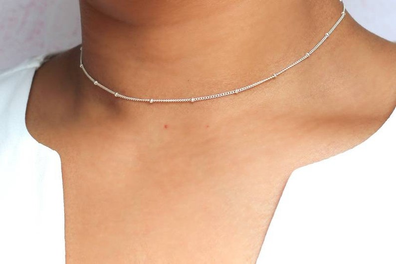 Satellite Choker Silver Choker Gold Filled Gold Choker Dainty Necklace Layering Necklace Gift for Her Bridesmaid Gift image 2