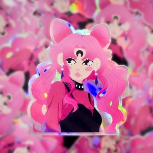 Holographic Anime Magical Girl Pink | Vinyl Sticker