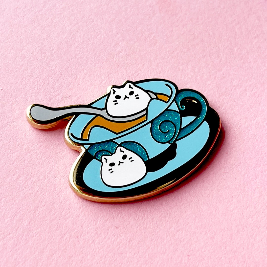 Tea Cup and Saucer Cat Vintage Tea Party Hard Enamel Lapel Pin Etsy