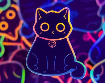 Holographic Black Cat | Vinyl Sticker