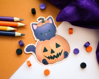 Black Cat Pumpkin Costume | Matte Vinyl Sticker