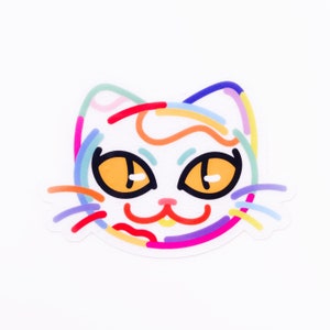 Visage de chat arc-en-ciel clair | Vinyle Autocollant