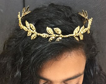 Diadème de feuille d’or, diadème de Swarovski, Couronne d’or, couronne de la déesse, couronne de mariée, couronne de Athena, or bandeau, diadème de mariée, Couronne grecque, couronne de Athena