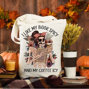 I Like My Books Spicy Tote Bag - Tote Bags - Canvas Tote Bag - Custom Tote Bags - Personalized Tote Bags - Canvas Bags -Gifts for Mom -Gifts