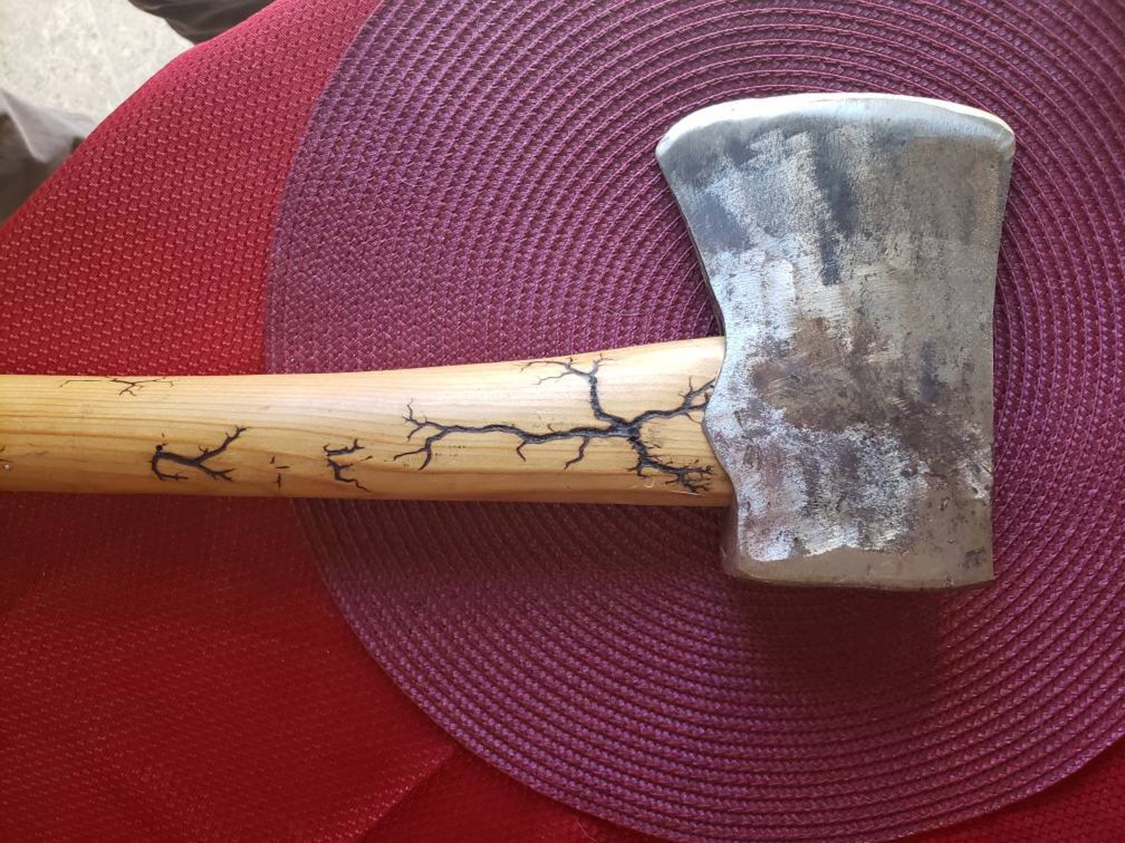 Antique axe head set on decorative knotted pine handle. Etsy