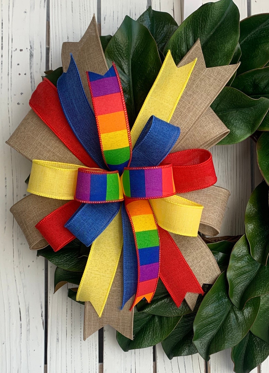 Pride Wreath Bow LGBTQ Decor Pride Home Decor Bow Rainbow Etsy