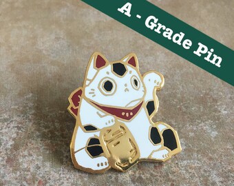 1.5" Pin || A-GRADE || Maneki Neko Kintsugi Kintsukuroi Gold Plated Hard Enamel Pin || Lapel Pin || Recovery || Lucky Cat