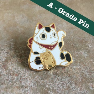 1.5" Pin || A-GRADE || Maneki Neko Kintsugi Kintsukuroi Gold Plated Hard Enamel Pin || Lapel Pin || Recovery || Lucky Cat