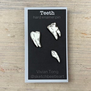 Teeth black nickel plated hard enamel pin set || small lapel pin || collar pin || pin board filler || dentist || dental || tooth molars