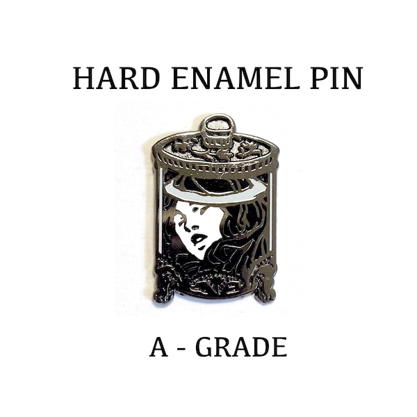 Pickled Head black nickel plated hard enamel pin || 1.5 inch || lapel pin || collar pin || Gothic || Surreal || Horror || Specimen Jar