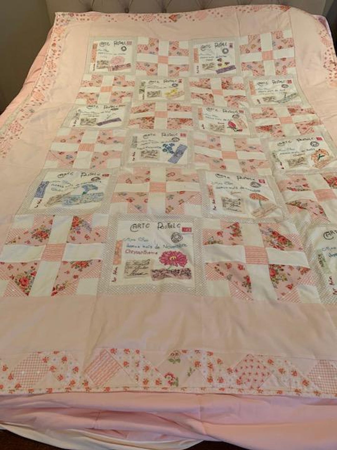 French Postcards Quilt - Etsy
