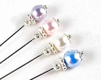 Crystal Pearl Beaded Stick Pin