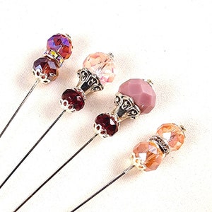 Pink/Purple Crystal and Rhinestone Gold or Silver 3 Inch Stick Pins image 1