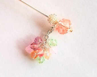 Pastel Swarovski Crystal Hat Pin or Stick Pin or Hijab Pin