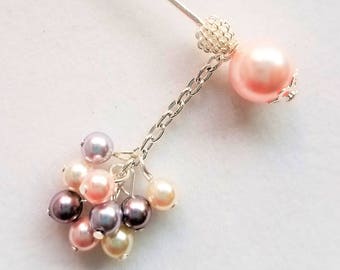 Swarovski Pearl Stick Pin or Hat Pin or Hijab Pin