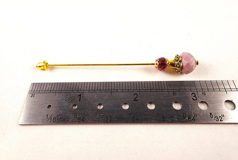 Pink/Purple Crystal and Rhinestone Gold or Silver 3 Inch Stick Pins image 4