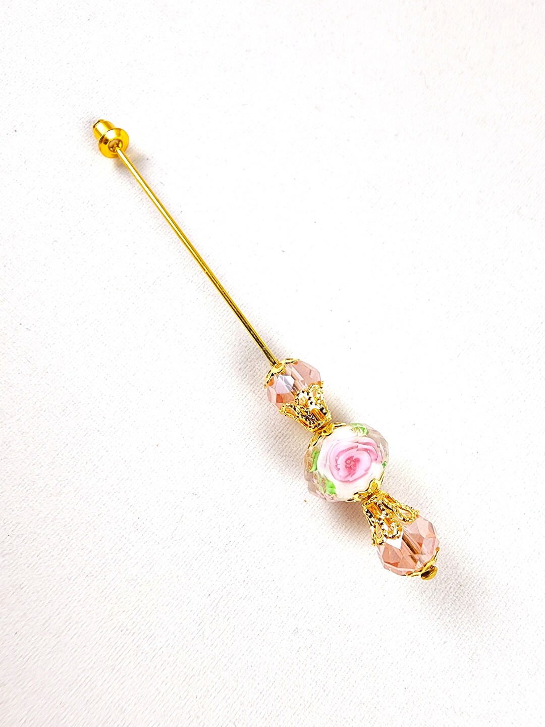MORE COLORS Floral Lampworked Glass and Crystal Beaded Stick Pin - Etsy