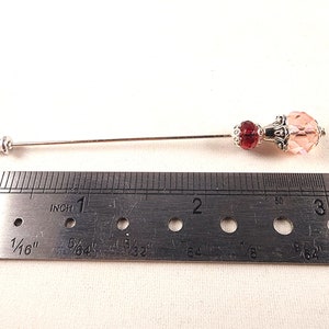 Pink/Purple Crystal and Rhinestone Gold or Silver 3 Inch Stick Pins image 7