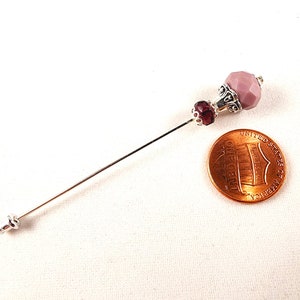 Pink/Purple Crystal and Rhinestone Gold or Silver 3 Inch Stick Pins image 5