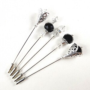 Black and White Glass Beaded Silver Plated or Gold Finished 3 Inch ...