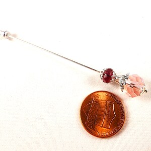 Pink/Purple Crystal and Rhinestone Gold or Silver 3 Inch Stick Pins Pink Floral