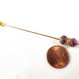 Pink/Purple Crystal and Rhinestone Gold or Silver 3 Inch Stick Pins image 8