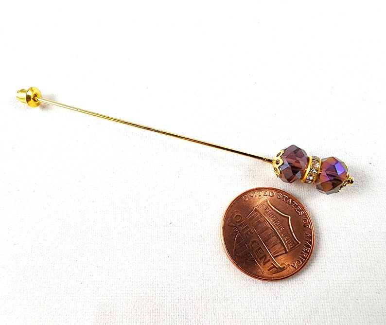 Pink/Purple Crystal and Rhinestone Gold or Silver 3 Inch Stick Pins image 8